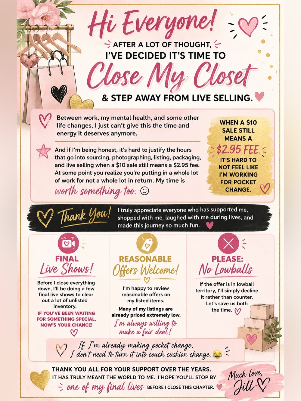Closet Closing Announcement